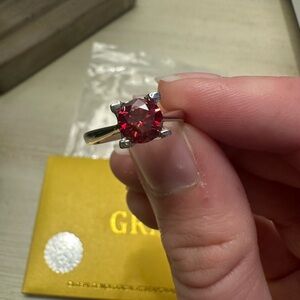 Moissanite Red Gemstone Ring 6, elegant beauty
